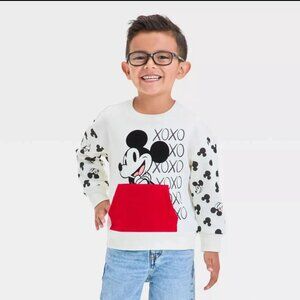 Disney Mickey Mouse Valentine's Fleece Pullover - Ivory size 4T NWT